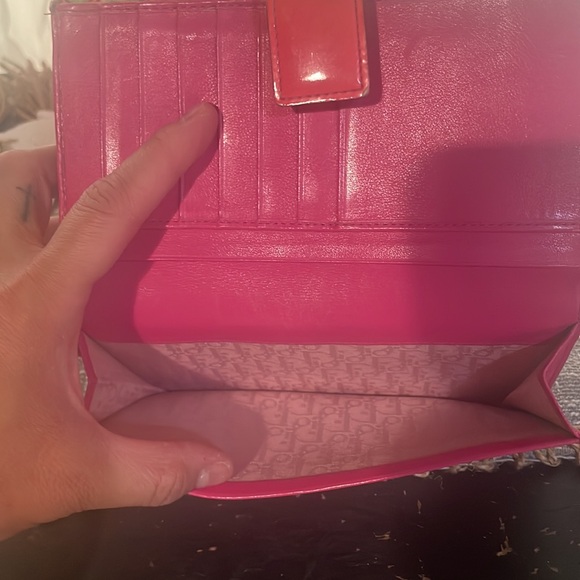 Christian Dior Limited Edition floral canvas and pink lambskin leather bifold - Picture 4 of 7